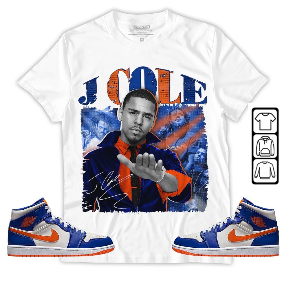 J Cole SIGN Sneaker Shirt Match Mid Knicks 1s, Jordan 1 Mid Knicks MKO T-Shirt J Cole SIGN Sneaker Shirt Match Mid Knicks 1s, Jordan 1 Mid Knicks MKO T-Shirt