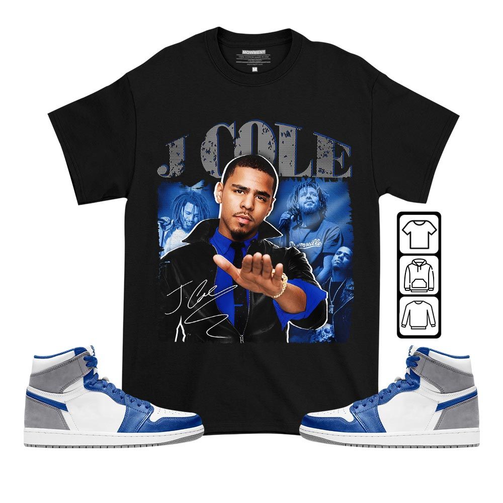 J Cole SIGN Sneaker Shirt Match True Blue 1s, Jordan 1 High OG True Blue MKO T-Shirt J Cole SIGN Sneaker Shirt Match True Blue 1s, Jordan 1 High OG True Blue MKO T-Shirt