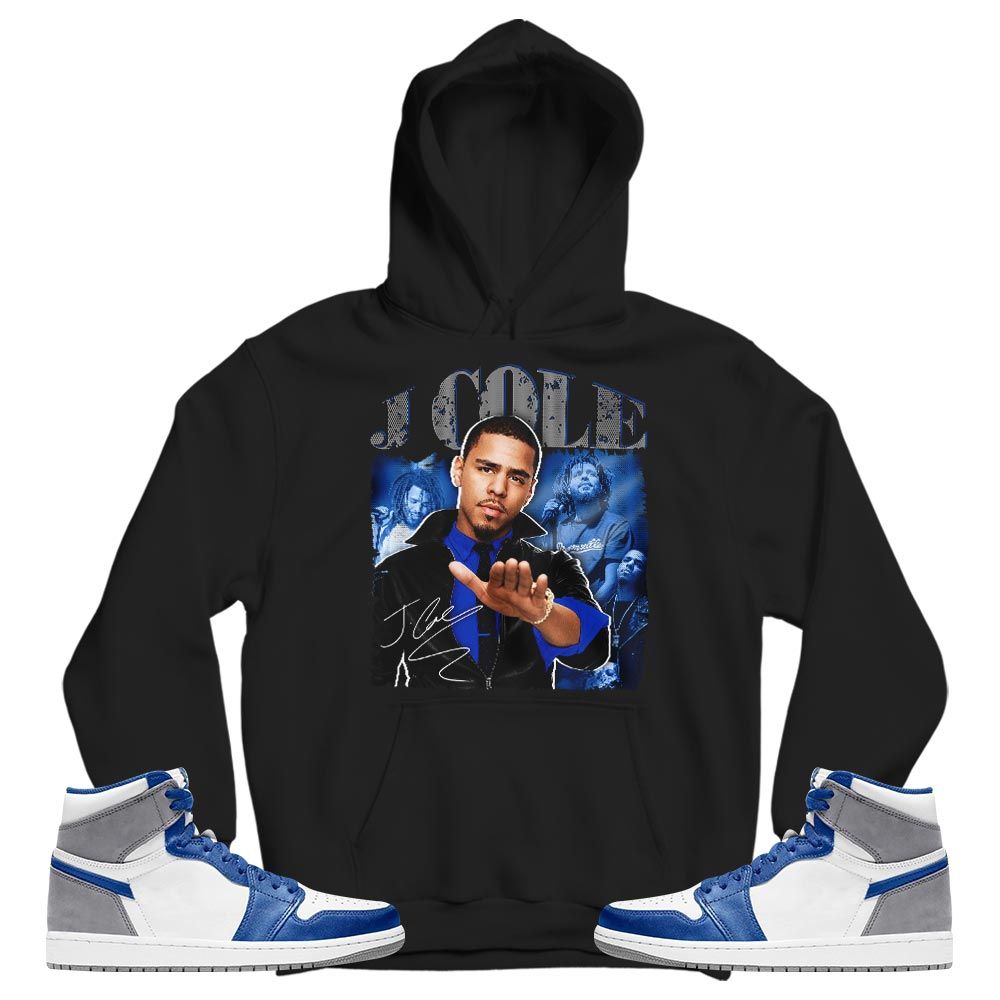 J Cole SIGN Sneaker Shirt Match True Blue 1s, Jordan 1 High OG True Blue MKO T-Shirt