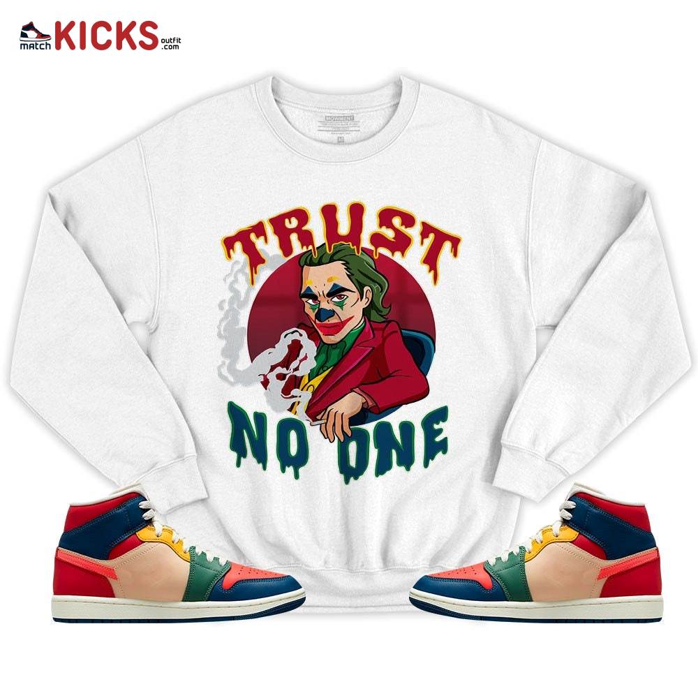 Joker Trus No One Sneaker Shirt Match Multi Color 2022 1s, Jordan 1 Mid Multi Color 2022 MKO T-Shirt Joker Trus No One Sneaker Shirt Match Multi Color 2022 1s, Jordan 1 Mid Multi Color 2022 MKO T-Shirt