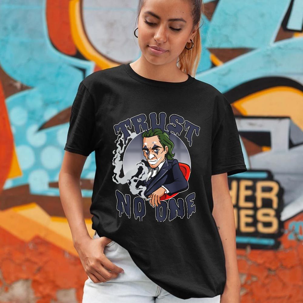 Joker Trust No One Sneaker Shirt Match 7 Neutral Indigo, Jordan 7 Quai 54 MKO T-Shirt Joker Trust No One Sneaker Shirt Match 7 Neutral Indigo, Jordan 7 Quai 54 MKO T-Shirt