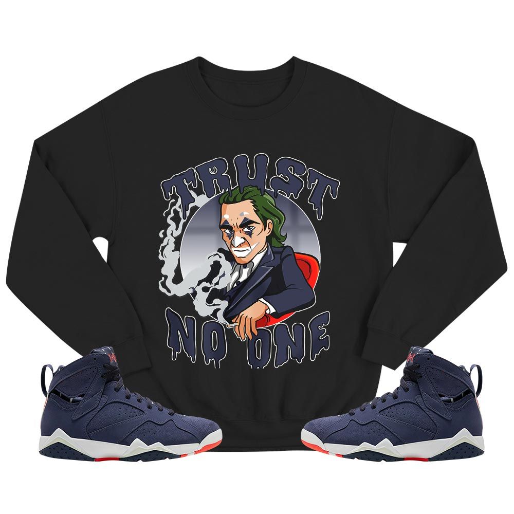 Joker Trust No One Sneaker Shirt Match 7 Neutral Indigo, Jordan 7 Quai 54 MKO T-Shirt Joker Trust No One Sneaker Shirt Match 7 Neutral Indigo, Jordan 7 Quai 54 MKO T-Shirt