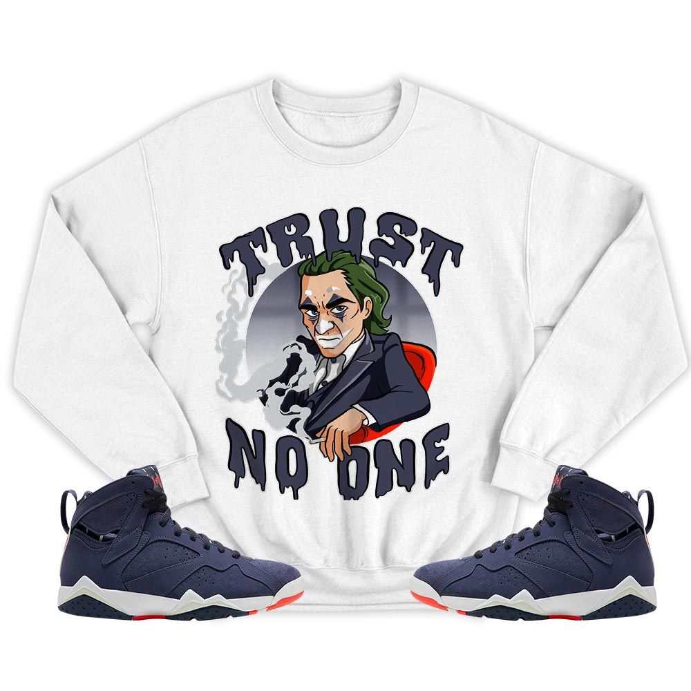 Joker Trust No One Sneaker Shirt Match 7 Neutral Indigo, Jordan 7 Quai 54 MKO T-Shirt Joker Trust No One Sneaker Shirt Match 7 Neutral Indigo, Jordan 7 Quai 54 MKO T-Shirt