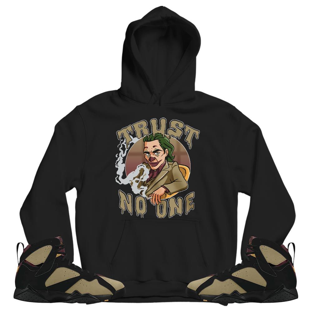 Joker Trust No One Sneaker Shirt Match Black Cherrywood 7s, Jordan 7 Black Olive MKO T-Shirt