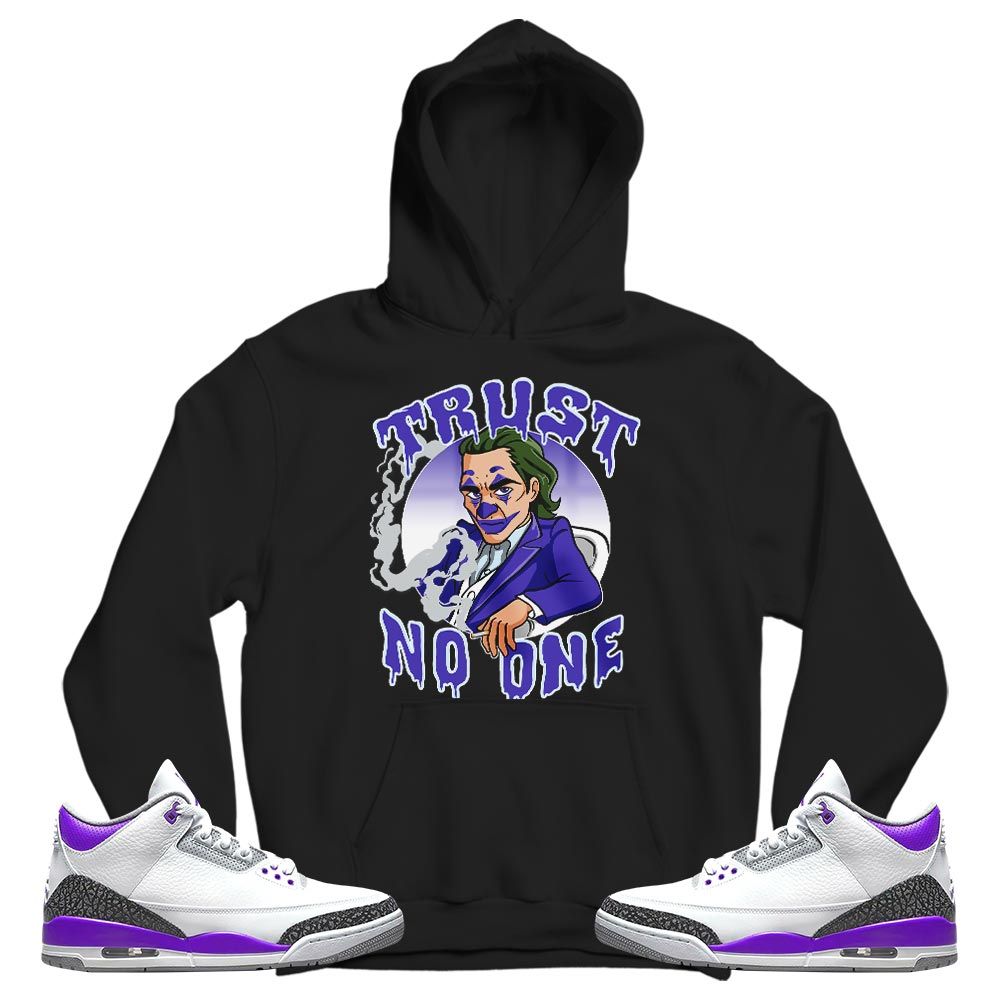 Joker Trust No One Sneaker Shirt Match Dark Iris 3s, Jordan 3 Retro Dark Iris MKO T-Shirt