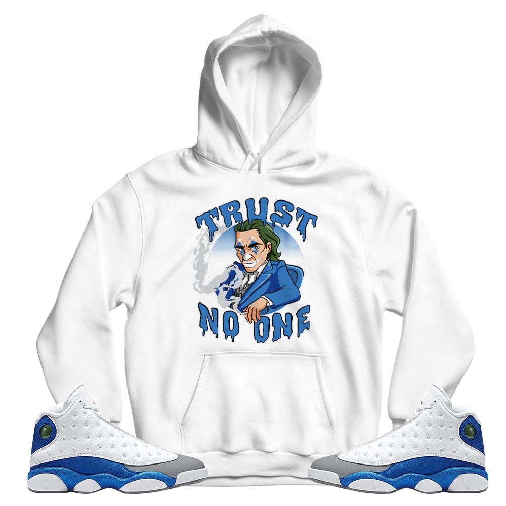 Joker Trust No One Sneaker Shirt Match French Blue 13s, Jordan 13 French Blue MKO T-Shirt Joker Trust No One Sneaker Shirt Match French Blue 13s, Jordan 13 French Blue MKO T-Shirt