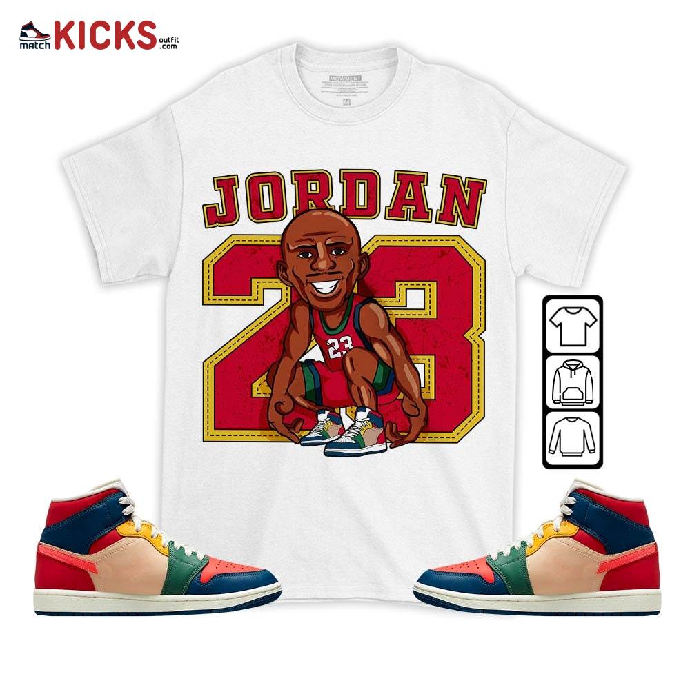 Jordan 23 Supperstar Sneaker Shirt Match Multi Color 2022 1s, Jordan 1 Mid Multi Color 2022 MKO T-Shirt Jordan 23 Supperstar Sneaker Shirt Match Multi Color 2022 1s, Jordan 1 Mid Multi Color 2022 MKO T-Shirt