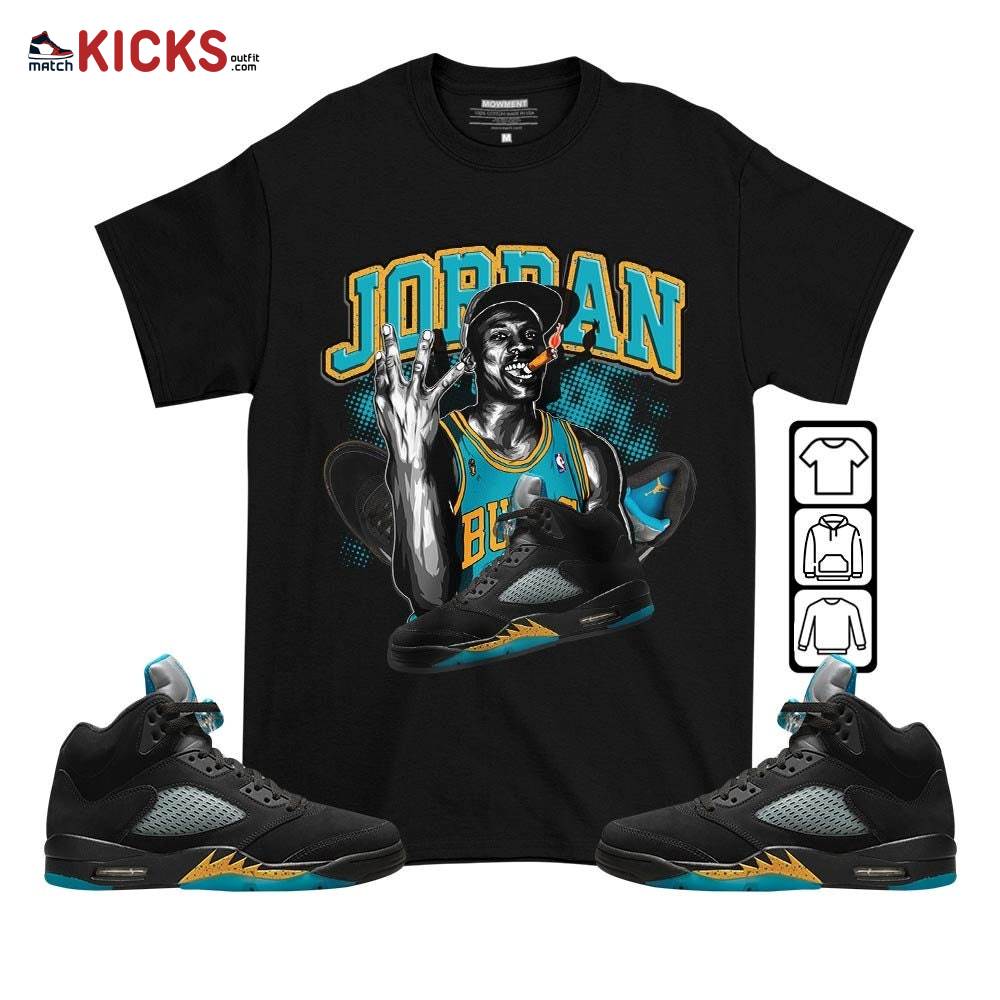 Jordan 23M Sneaker Shirt Match 2023 Retro Aqua 5s, Jordan 5 Aqua MKO T-Shirt