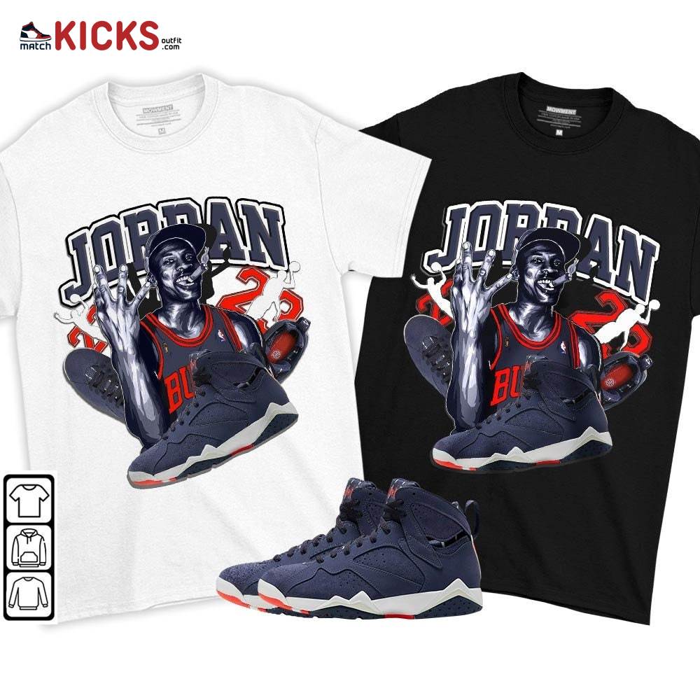 Jordan 23M Sneaker Shirt Match 7 Neutral Indigo, Jordan 7 Quai 54 MKO T-Shirt Jordan 23M Sneaker Shirt Match 7 Neutral Indigo, Jordan 7 Quai 54 MKO T-Shirt