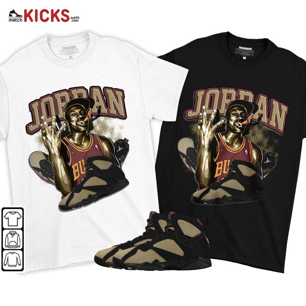 Jordan 23M Sneaker Shirt Match Black Cherrywood 7s, Jordan 7 Black Olive MKO T-Shirt Jordan 23M Sneaker Shirt Match Black Cherrywood 7s, Jordan 7 Black Olive MKO T-Shirt