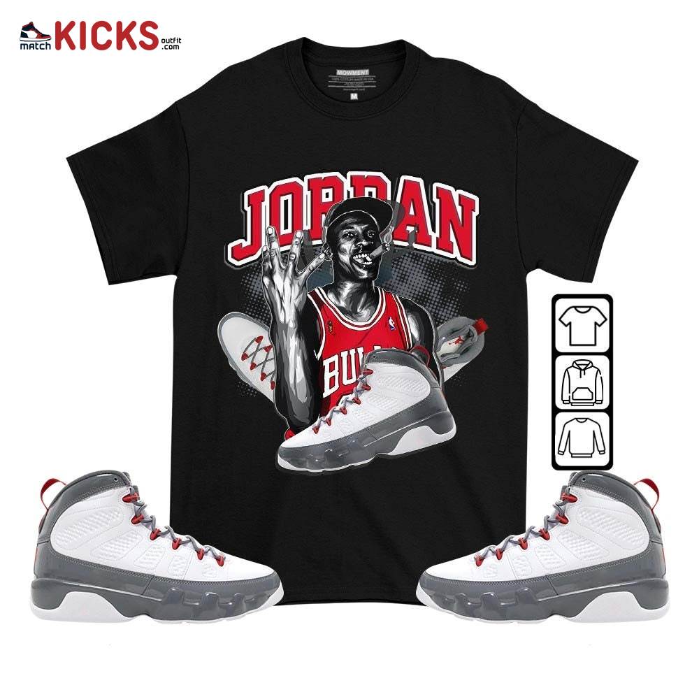 Jordan 23M Sneaker Shirt Match Fire Red 9s, Jordan 9 Retro Fire Red MKO T-Shirt