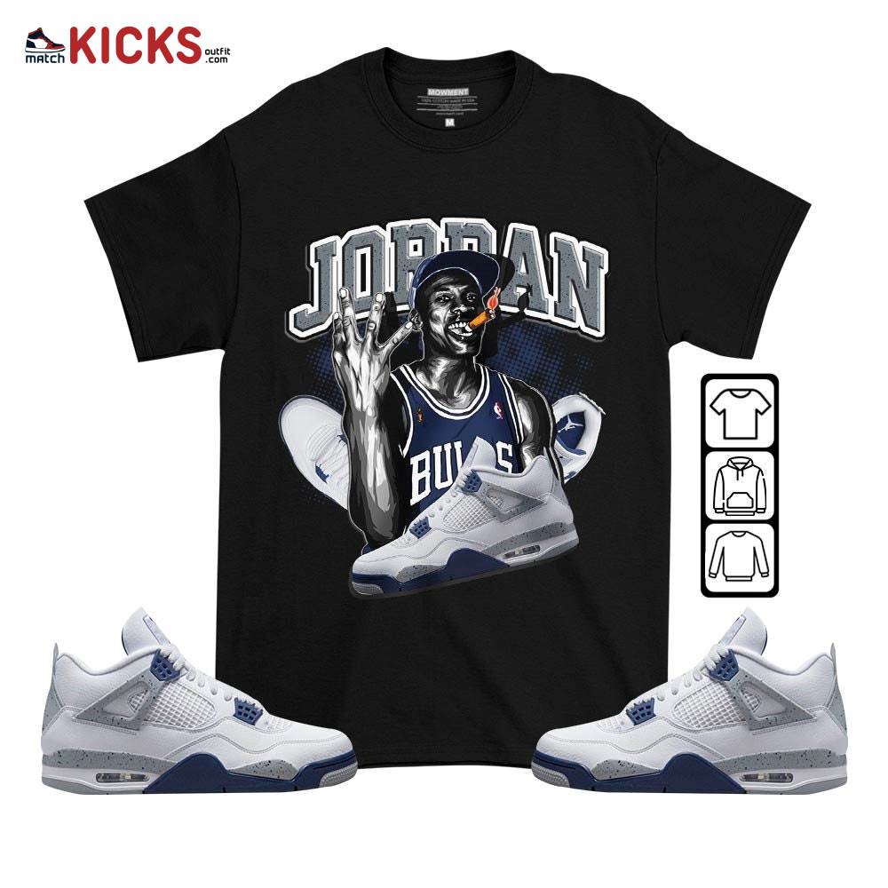 Jordan 23M Sneaker Shirt Match Midnight Navy 4s, Jordan 4 Retro Midnight Navy MKO T-Shirt