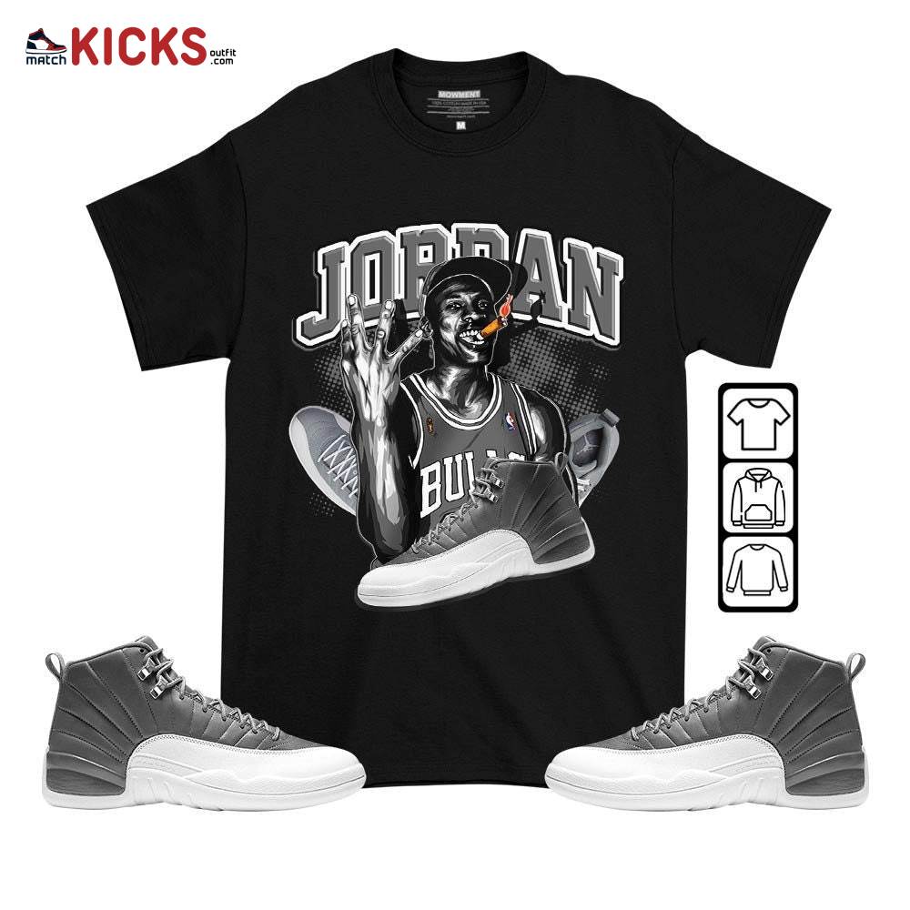 Jordan 23M Sneaker Shirt Match Retro Stealth 12s, Jordan 12 Retro Stealth MKO T-Shirt