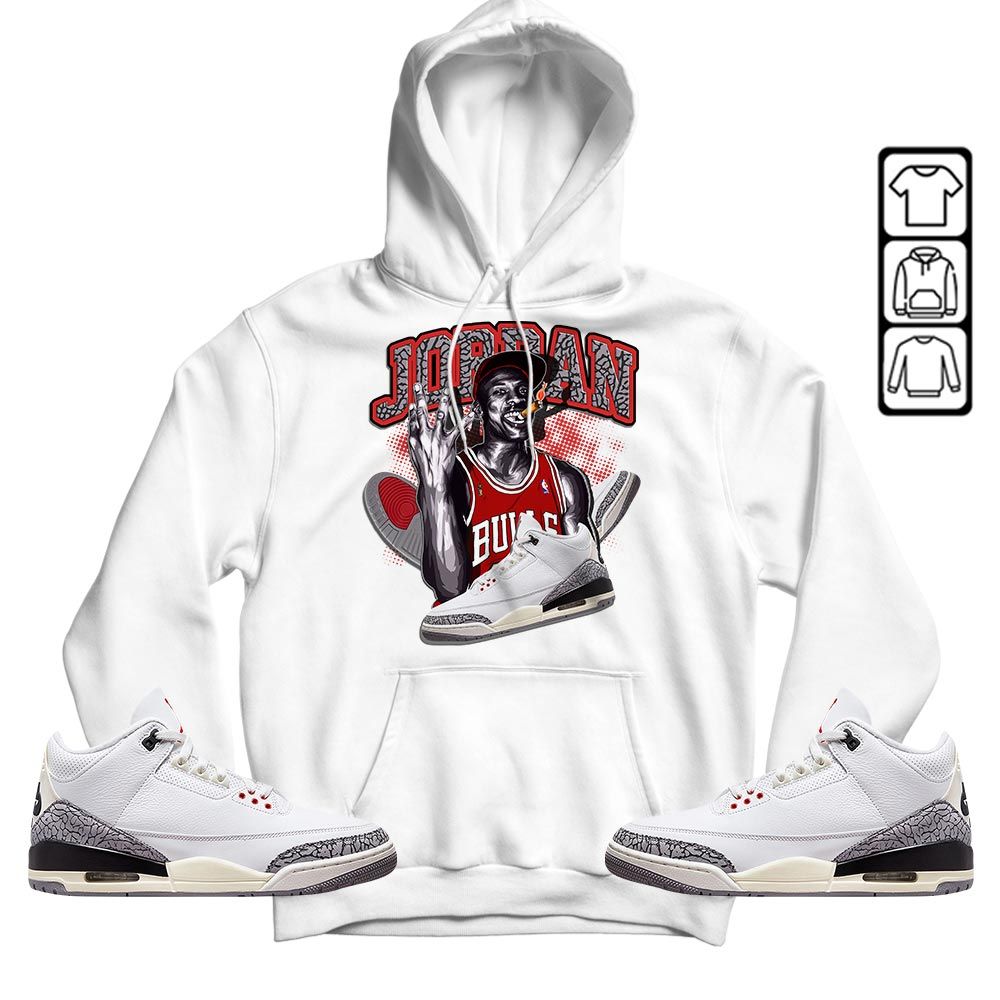 Jordan 23M Sneaker Shirt Match White Cement 3s, Jordan Retro 3 White Cement MKO T-Shirt