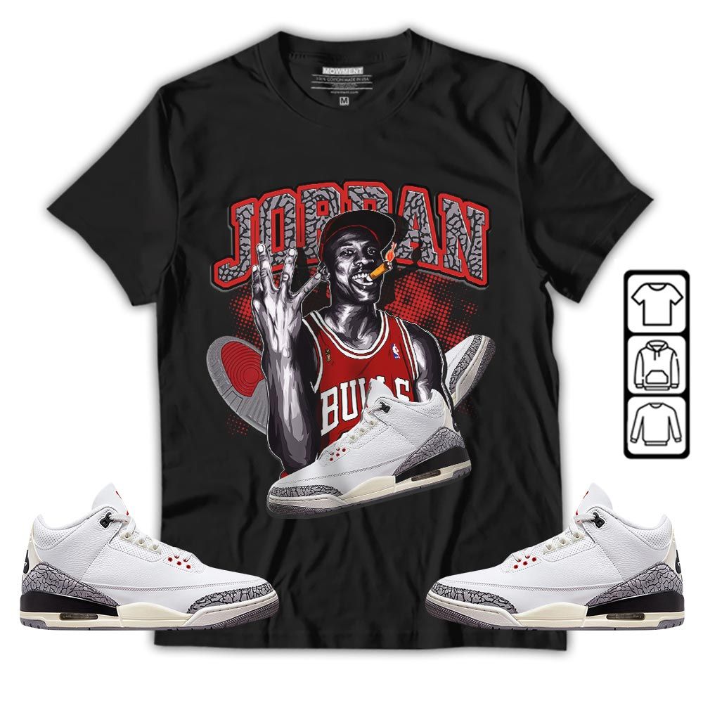 Jordan 23M Sneaker Shirt Match White Cement 3s, Jordan Retro 3 White Cement MKO T-Shirt