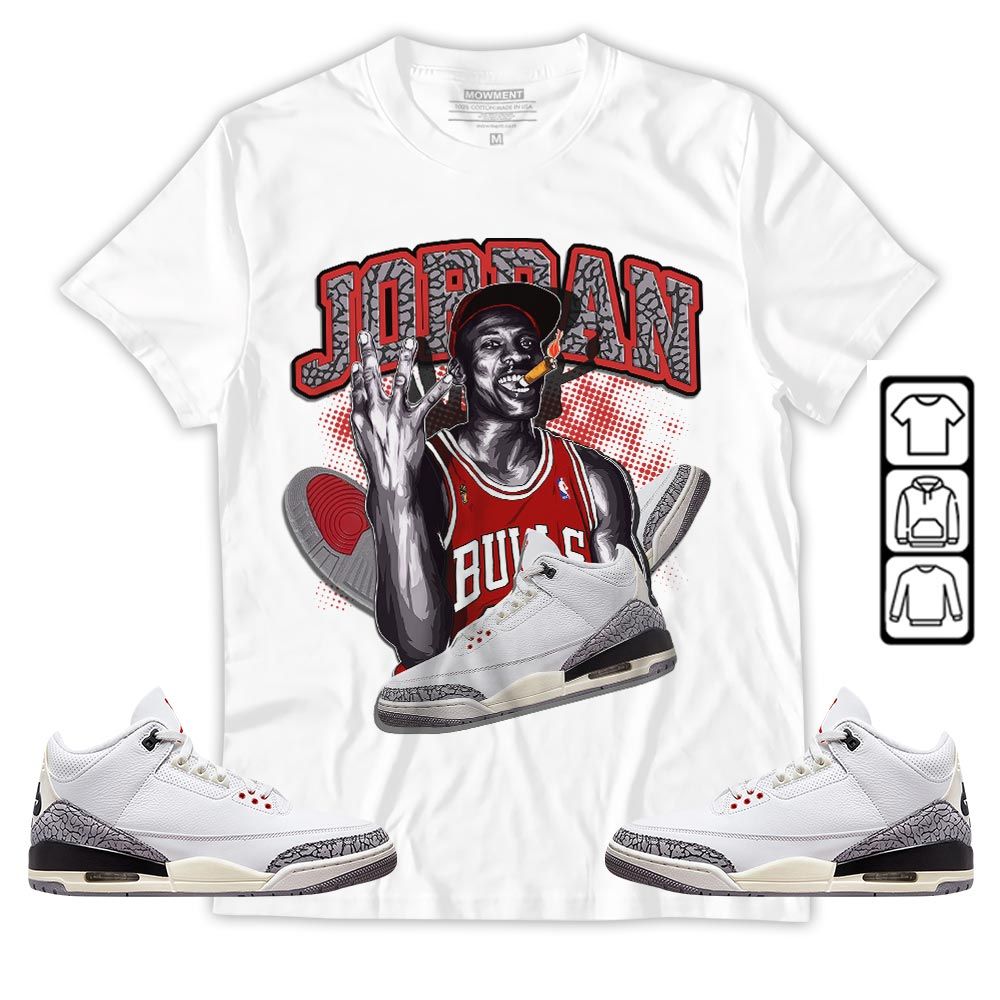Jordan 23M Sneaker Shirt Match White Cement 3s, Jordan Retro 3 White Cement MKO T-Shirt
