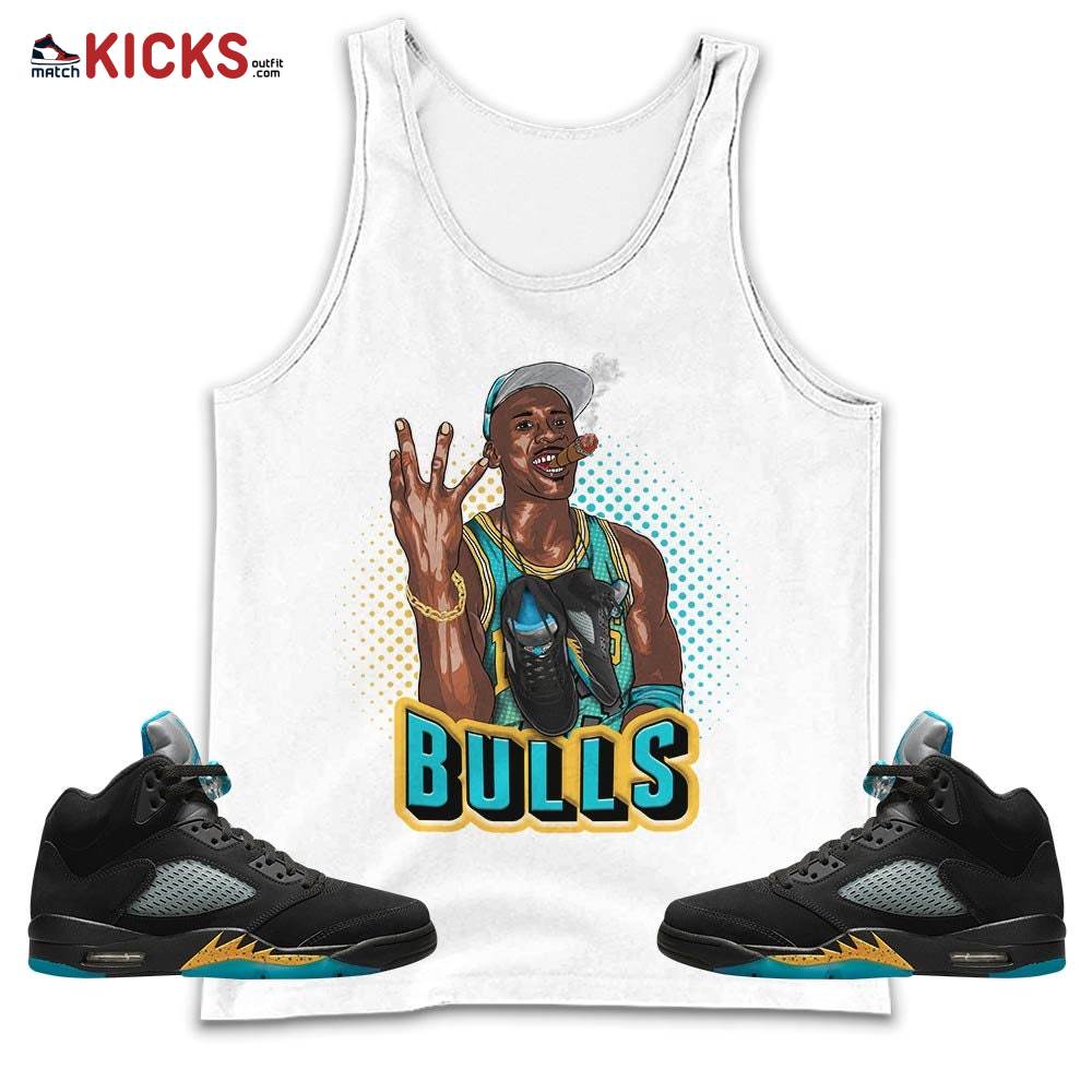Jordan Cigar Sneaker Shirt Match 2023 Retro Aqua 5s, Jordan 5 Aqua MKO Tank Top