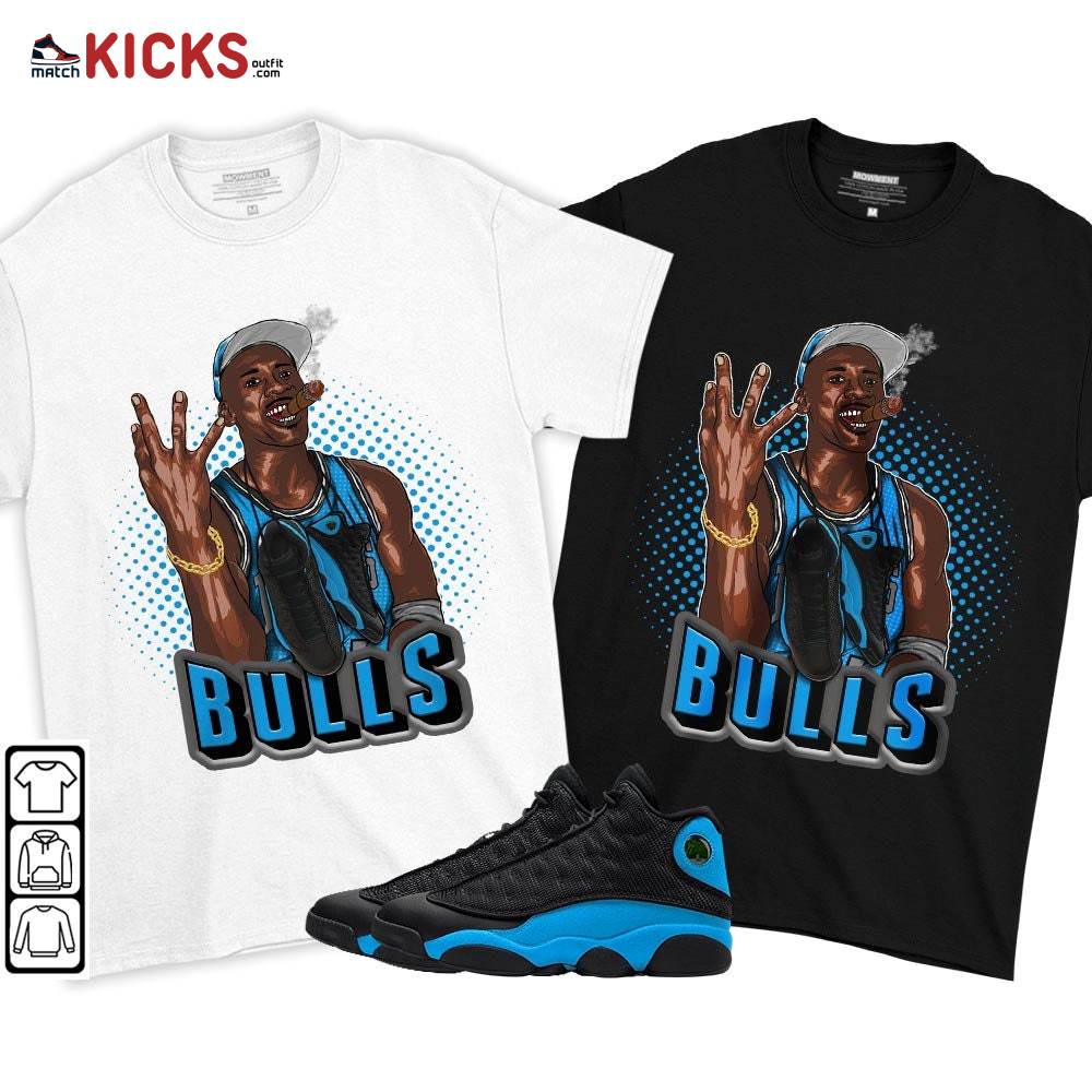 Jordan Cigar Sneaker Shirt Match Black University Blue 13s, Jordan 13 Black University Blue 2022 MKO T-Shirt Jordan Cigar Sneaker Shirt Match Black University Blue 13s, Jordan 13 Black University Blue 2022 MKO T-Shirt
