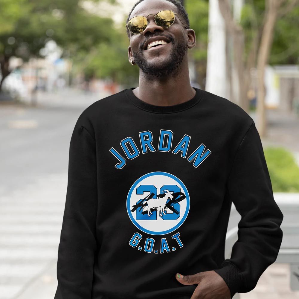 Jordan Goat Air Sneaker Shirt Match Black University Blue 13s, Jordan 13 Black University Blue 2022 MKO Sweatshirt Jordan Goat Air Sneaker Shirt Match Black University Blue 13s, Jordan 13 Black University Blue 2022 MKO Sweatshirt