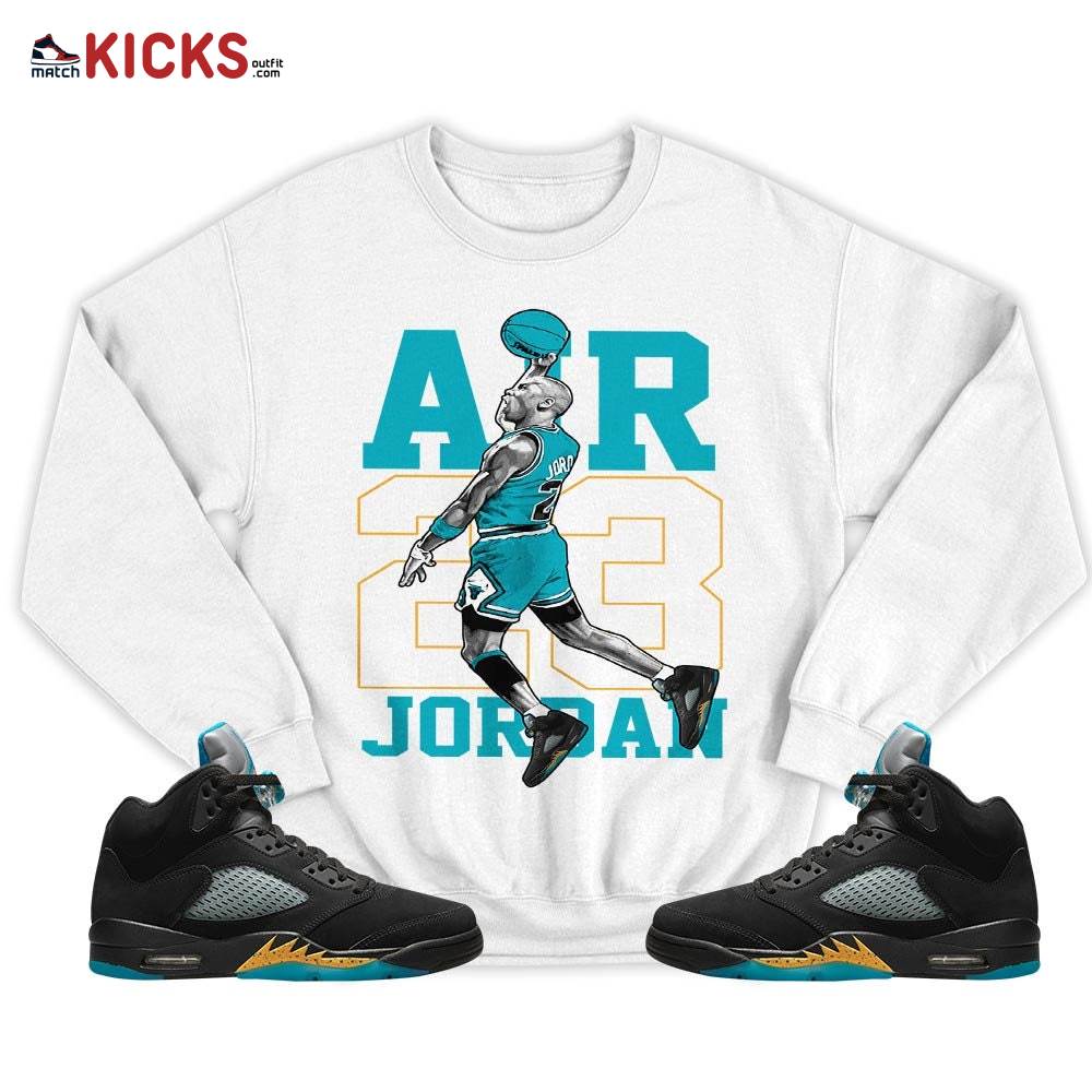 Jordan Goat Number 23 Sneaker Shirt Match 2023 Retro Aqua 5s, Jordan 5 Aqua MKO T-Shirt Jordan Goat Number 23 Sneaker Shirt Match 2023 Retro Aqua 5s, Jordan 5 Aqua MKO T-Shirt