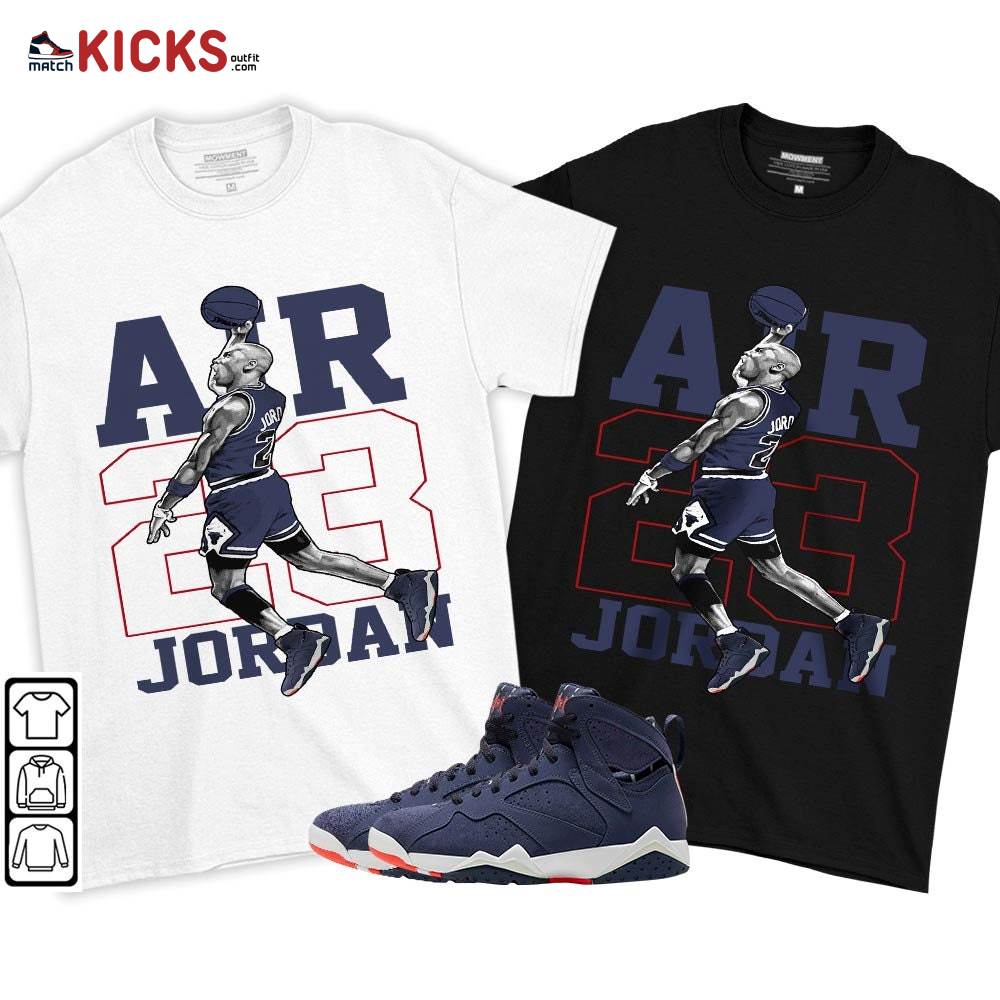Jordan Goat Number 23 Sneaker Shirt Match 7 Neutral Indigo, Jordan 7 Quai 54 MKO T-Shirt