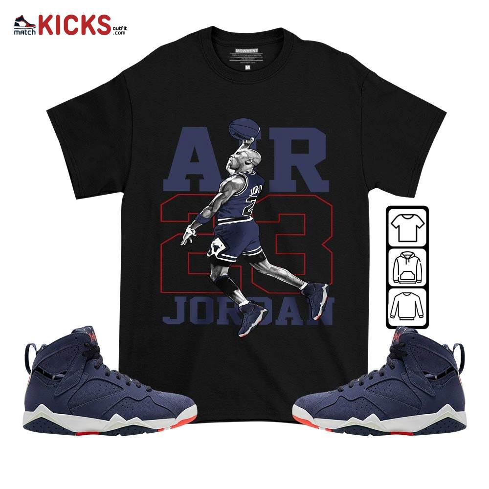 Jordan Goat Number 23 Sneaker Shirt Match 7 Neutral Indigo, Jordan 7 Quai 54 MKO T-Shirt