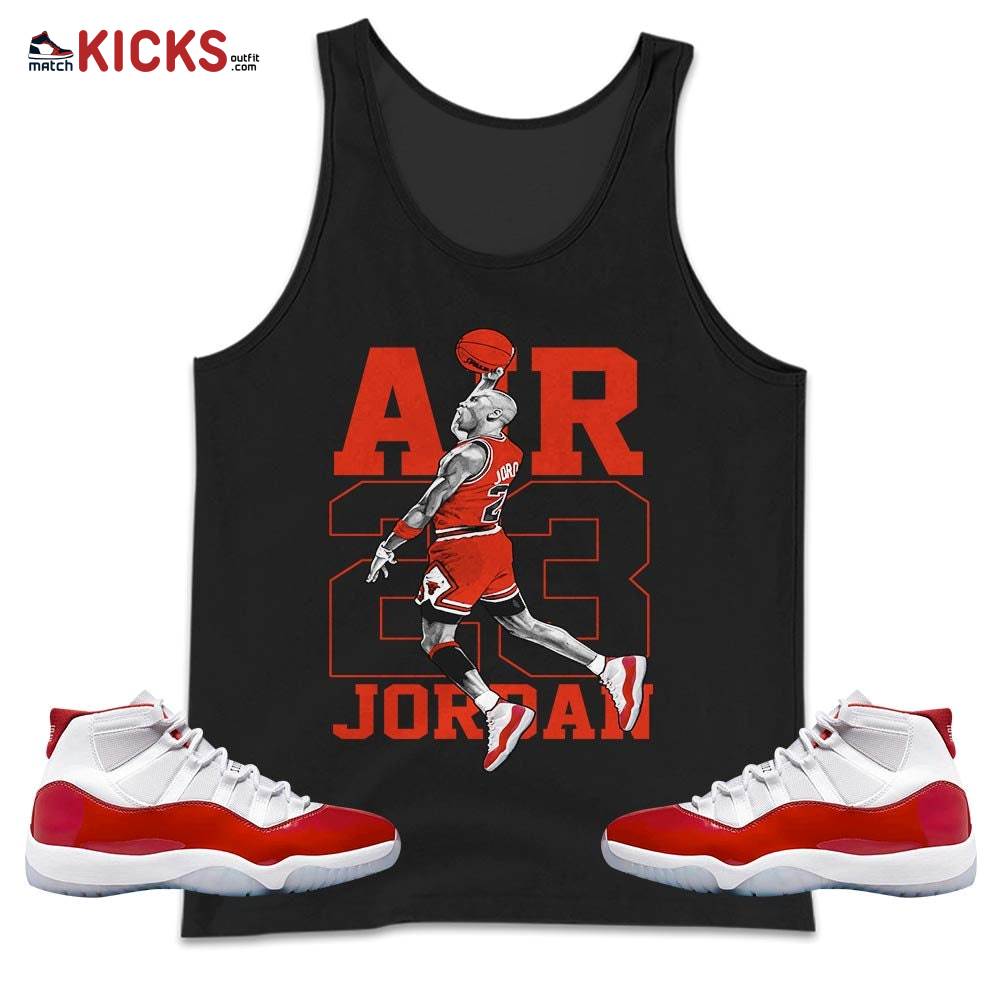 Jordan Goat Number 23 Sneaker Shirt Match Cherry 11s, Jordan 11 Retro Cherry MKO Tank Top