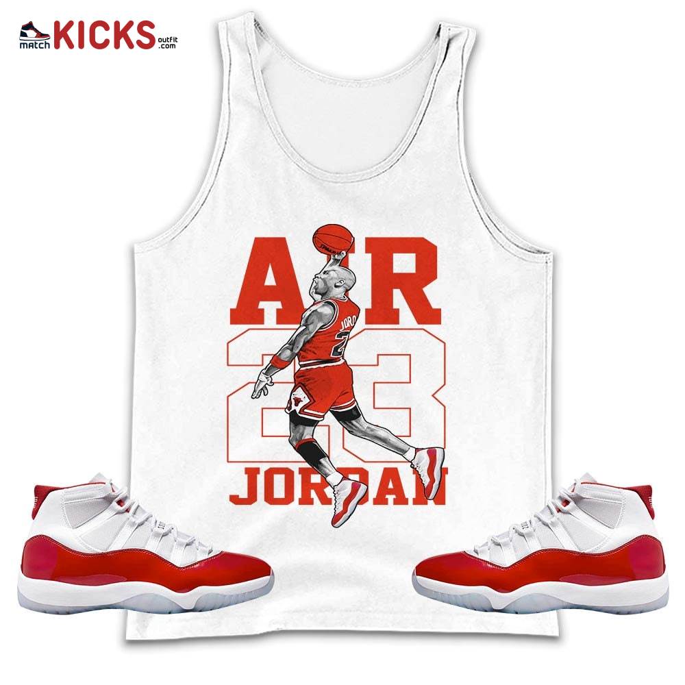 Jordan Goat Number 23 Sneaker Shirt Match Cherry 11s, Jordan 11 Retro Cherry MKO Tank Top Jordan Goat Number 23 Sneaker Shirt Match Cherry 11s, Jordan 11 Retro Cherry MKO Tank Top