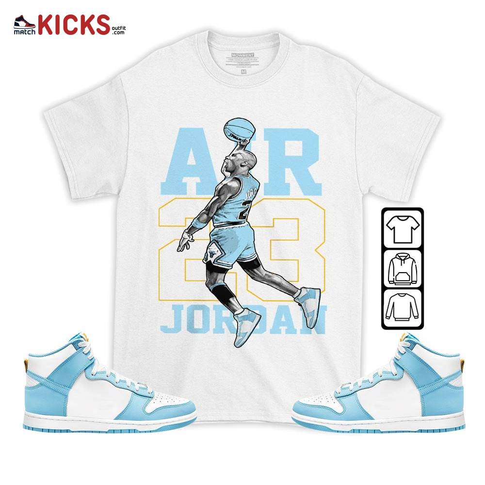 Jordan Goat Number 23 Sneaker Shirt Match Dunk High Blue Chill, Dunk High Homer Simpson MKO T-Shirt