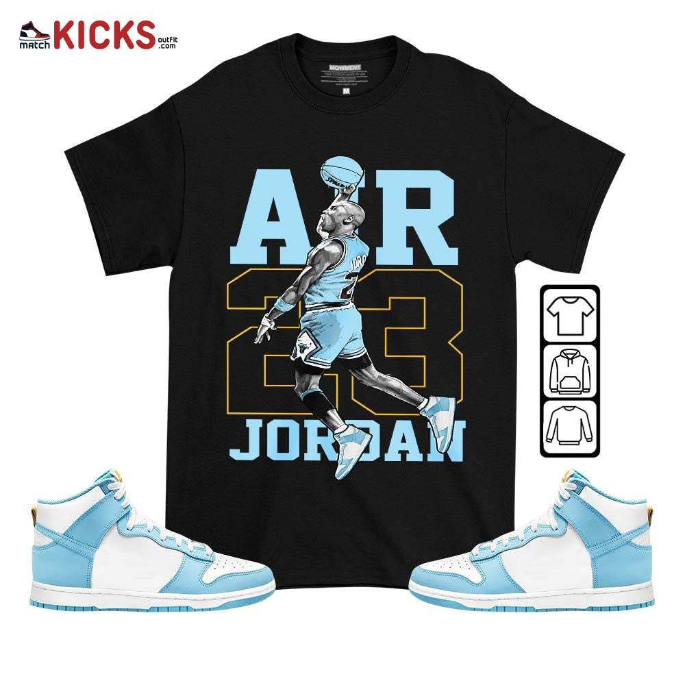 Jordan Goat Number 23 Sneaker Shirt Match Dunk High Blue Chill, Dunk High Homer Simpson MKO T-Shirt