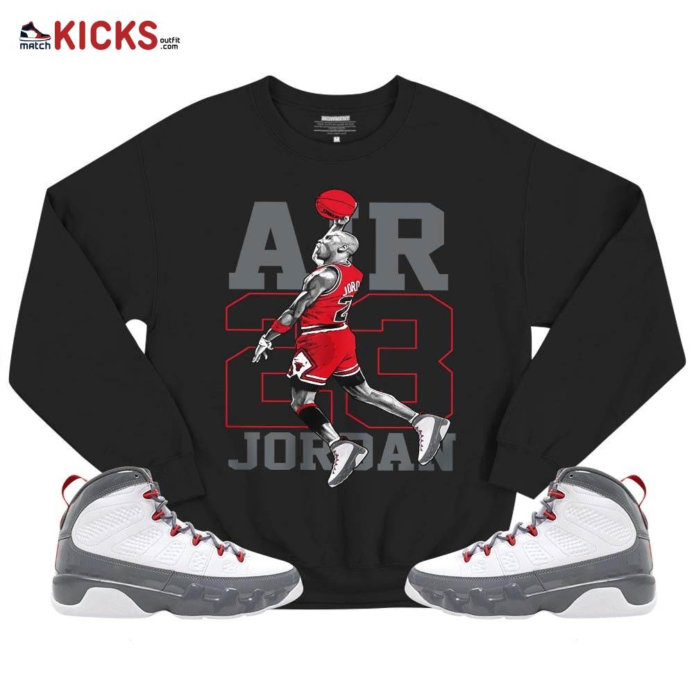Jordan Goat Number 23 Sneaker Shirt Match Grey Fire Red 9s, Jordan 9 Retro Fire Red MKO T-Shirt Jordan Goat Number 23 Sneaker Shirt Match Grey Fire Red 9s, Jordan 9 Retro Fire Red MKO T-Shirt