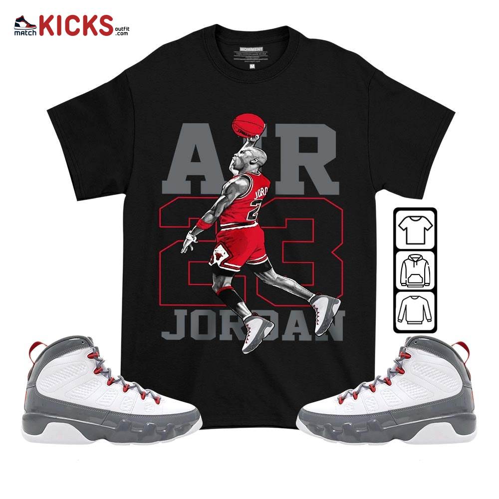 Jordan Goat Number 23 Sneaker Shirt Match Grey Fire Red 9s, Jordan 9 Retro Fire Red MKO T-Shirt Jordan Goat Number 23 Sneaker Shirt Match Grey Fire Red 9s, Jordan 9 Retro Fire Red MKO T-Shirt