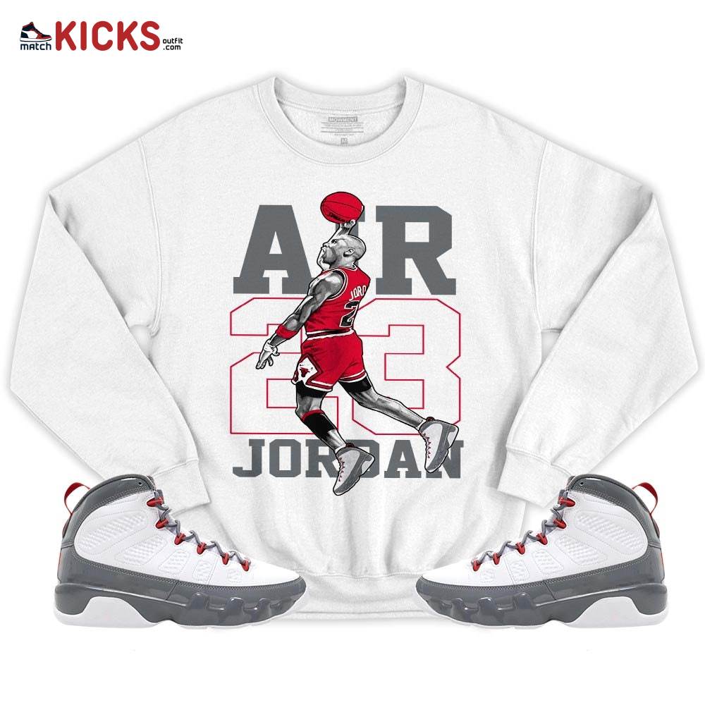 Jordan Goat Number 23 Sneaker Shirt Match Grey Fire Red 9s, Jordan 9 Retro Fire Red MKO T-Shirt Jordan Goat Number 23 Sneaker Shirt Match Grey Fire Red 9s, Jordan 9 Retro Fire Red MKO T-Shirt
