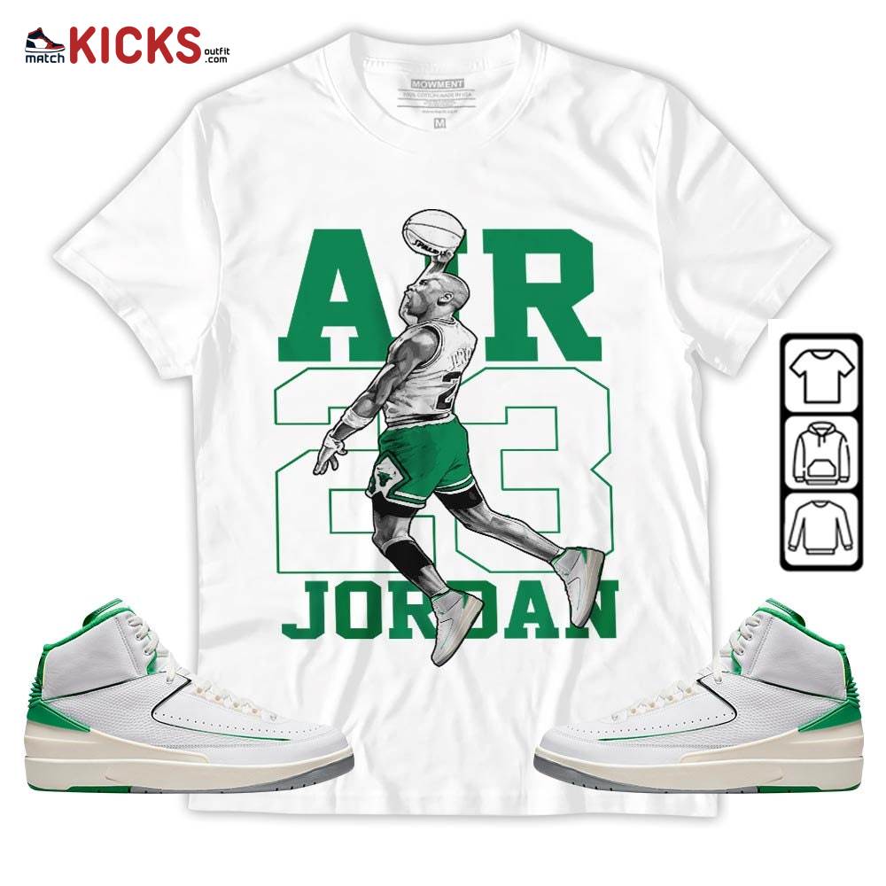 Jordan Goat Number 23 Sneaker Shirt Match Lucky Green 2s, Jordan 2 Lucky Green MKO Sweatshirt