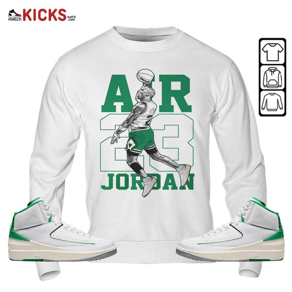 Jordan Goat Number 23 Sneaker Shirt Match Lucky Green 2s, Jordan 2 Lucky Green MKO Sweatshirt