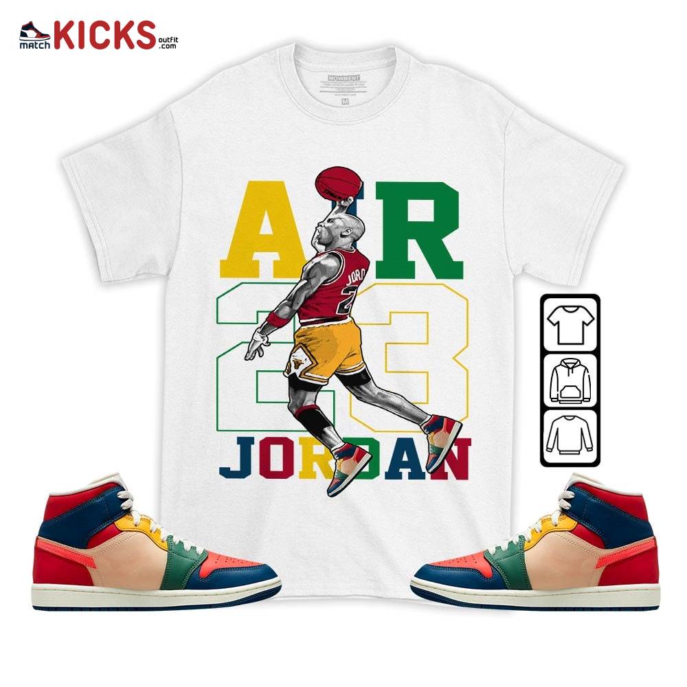 Jordan Goat Number 23 Sneaker Shirt Match Mid Multi Color 2022 1s, Jordan 1 Mid Multi Color 2022 MKO T-Shirt Jordan Goat Number 23 Sneaker Shirt Match Mid Multi Color 2022 1s, Jordan 1 Mid Multi Color 2022 MKO T-Shirt
