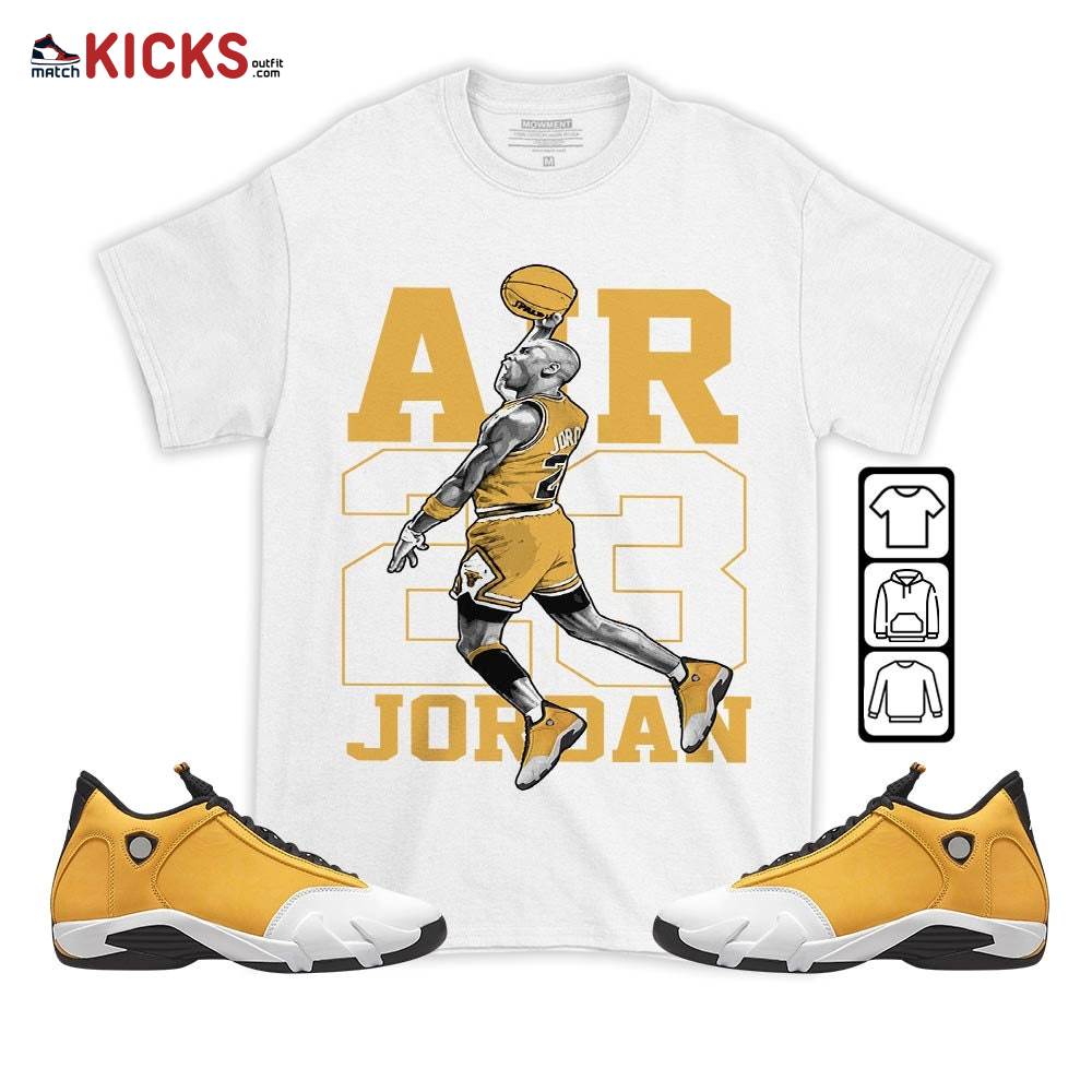 Jordan Goat Number 23 Sneaker Shirt Match Retro Ginger 14s, Jordan 14 Retro Light Ginger MKO T-Shirt