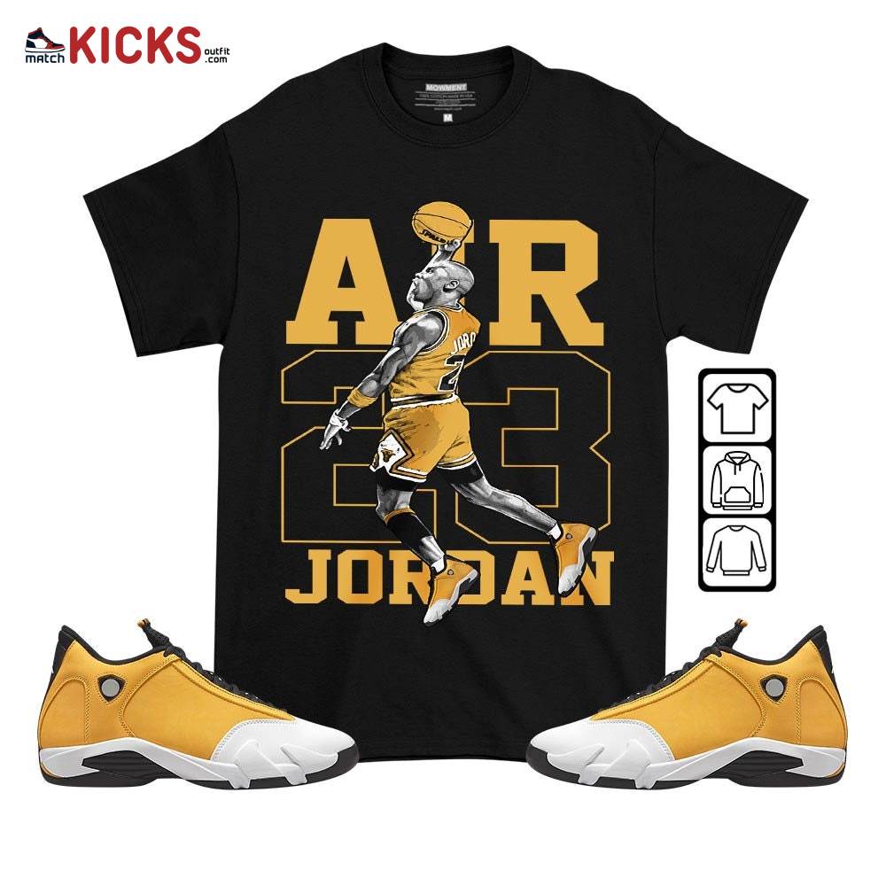 Jordan Goat Number 23 Sneaker Shirt Match Retro Ginger 14s, Jordan 14 Retro Light Ginger MKO T-Shirt Jordan Goat Number 23 Sneaker Shirt Match Retro Ginger 14s, Jordan 14 Retro Light Ginger MKO T-Shirt