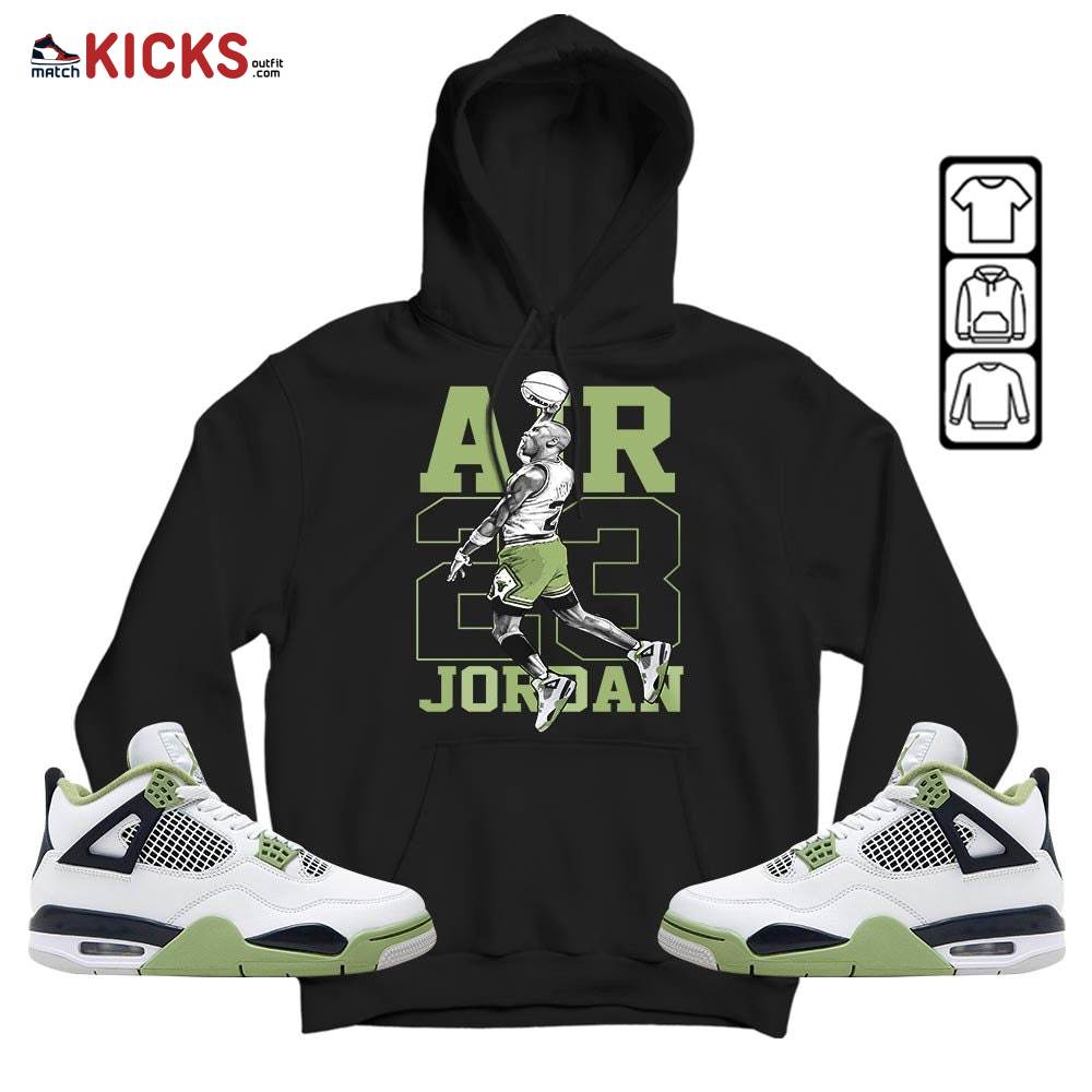 Jordan Goat Number 23 Sneaker Shirt Match Retro Oil Green 4s, Jordan 4 Oil Green MKO Hoodie Jordan Goat Number 23 Sneaker Shirt Match Retro Oil Green 4s, Jordan 4 Oil Green MKO Hoodie