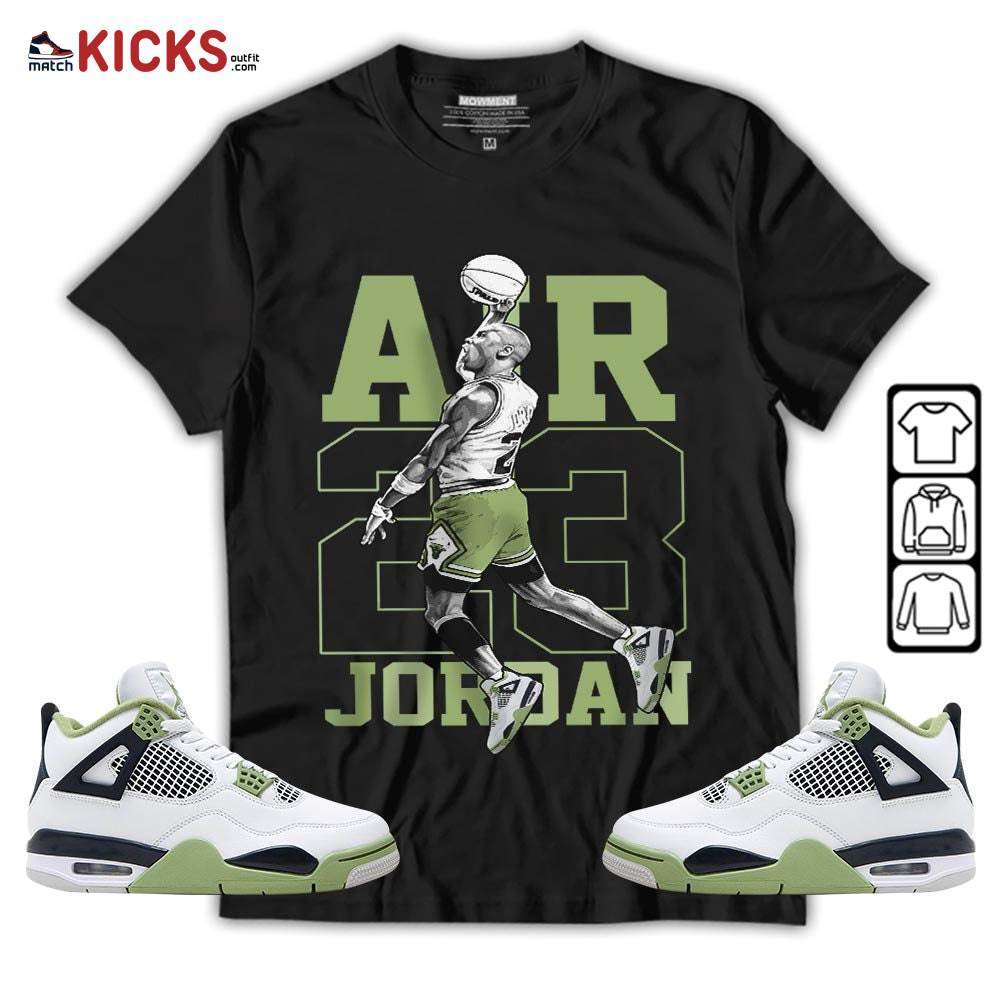 Jordan Goat Number 23 Sneaker Shirt Match Retro Oil Green 4s, Jordan 4 Oil Green MKO T-Shirt Jordan Goat Number 23 Sneaker Shirt Match Retro Oil Green 4s, Jordan 4 Oil Green MKO T-Shirt