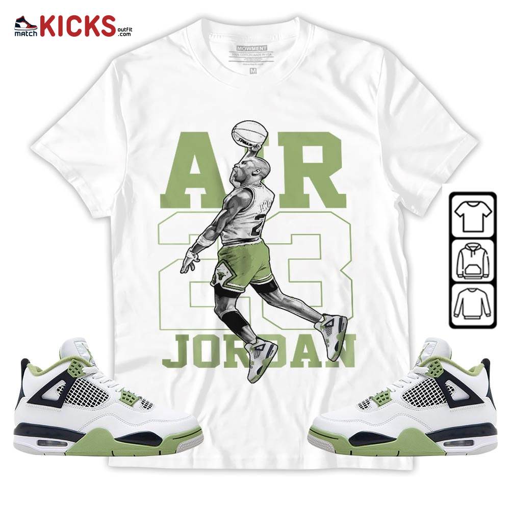 Jordan Goat Number 23 Sneaker Shirt Match Retro Oil Green 4s, Jordan 4 Oil Green MKO T-Shirt