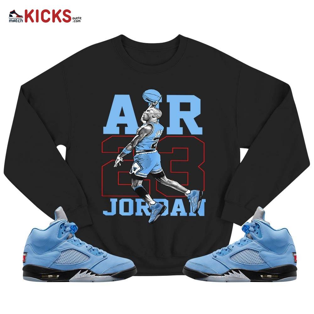 Jordan Goat Number 23 Sneaker Shirt Match Retro University Blue 5s, Jordan 5 University Blue MKO T-Shirt Jordan Goat Number 23 Sneaker Shirt Match Retro University Blue 5s, Jordan 5 University Blue MKO T-Shirt