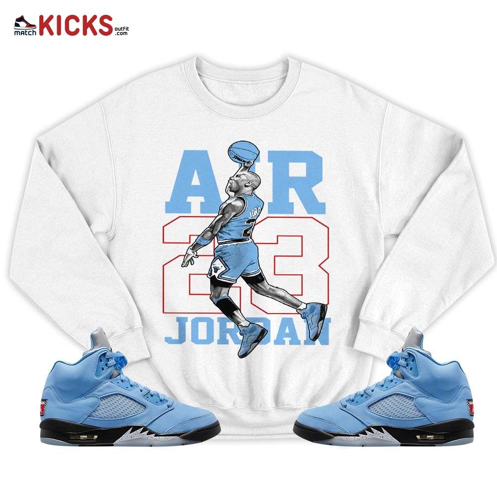 Jordan Goat Number 23 Sneaker Shirt Match Retro University Blue 5s, Jordan 5 University Blue MKO T-Shirt Jordan Goat Number 23 Sneaker Shirt Match Retro University Blue 5s, Jordan 5 University Blue MKO T-Shirt