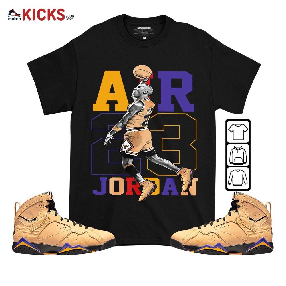 Jordan Goat Number 23 Sneaker Shirt Match Retro Vachetta Tan 7s, Jordan 7 SE Afrobeats MKO T-Shirt