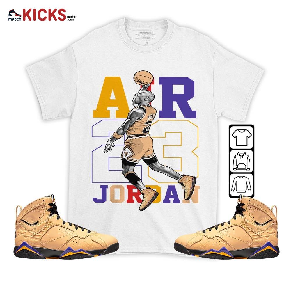 Jordan Goat Number 23 Sneaker Shirt Match Retro Vachetta Tan 7s, Jordan 7 SE Afrobeats MKO T-Shirt Jordan Goat Number 23 Sneaker Shirt Match Retro Vachetta Tan 7s, Jordan 7 SE Afrobeats MKO T-Shirt