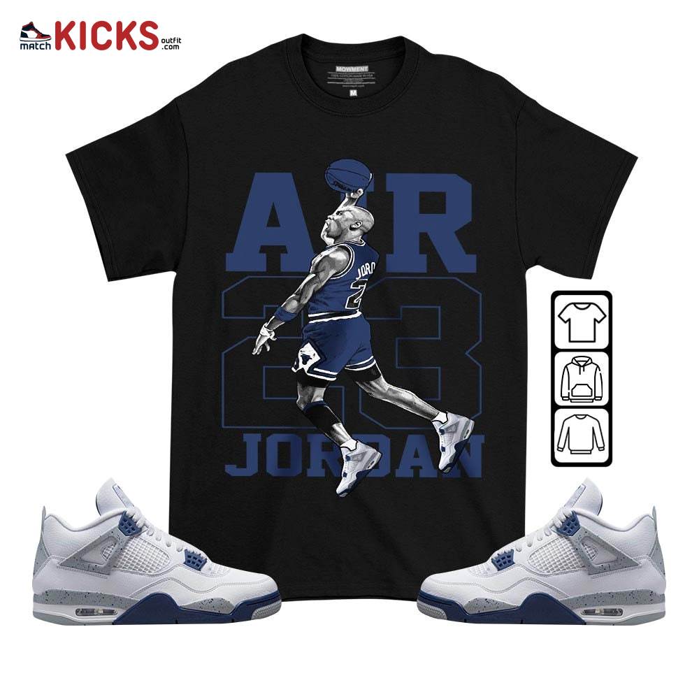Jordan Goat Number 23 Sneaker Shirt Match White Midnight Navy 4s, Jordan 4 Retro Midnight Navy MKO T-Shirt