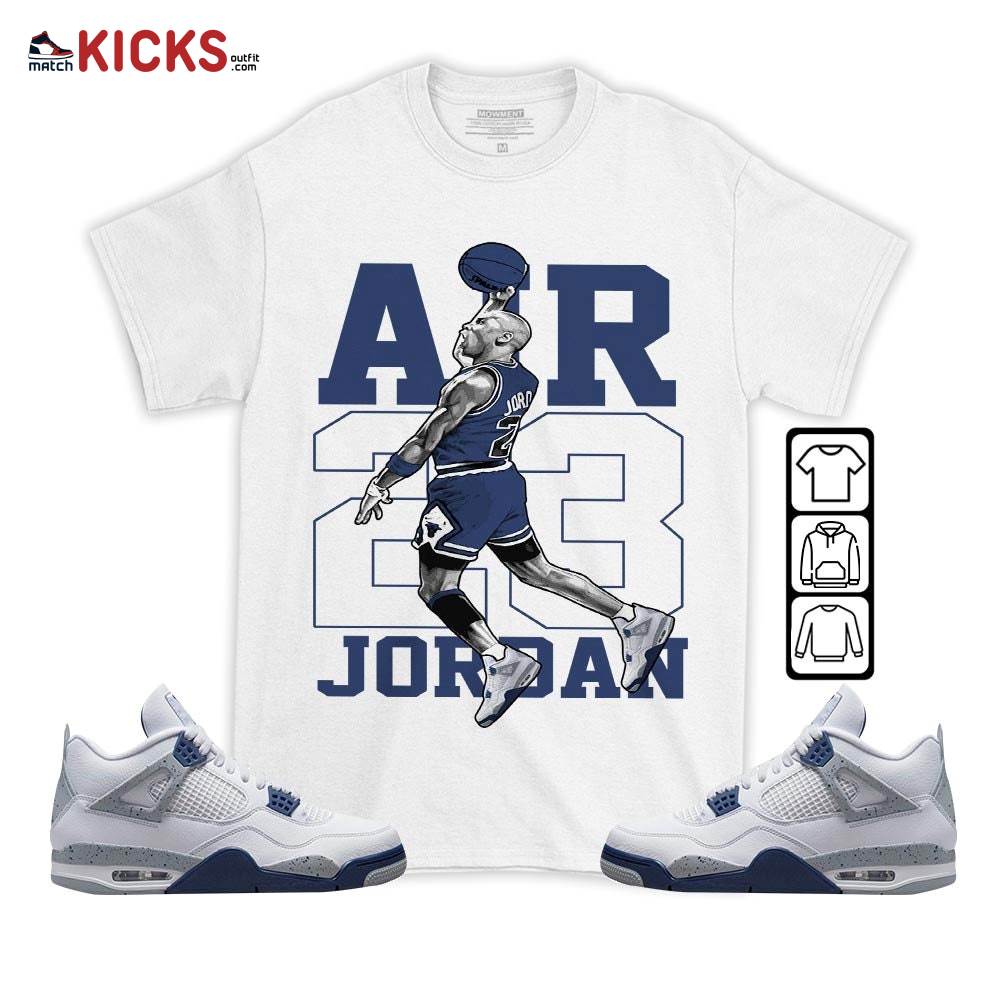 Jordan Goat Number 23 Sneaker Shirt Match White Midnight Navy 4s, Jordan 4 Retro Midnight Navy MKO T-Shirt Jordan Goat Number 23 Sneaker Shirt Match White Midnight Navy 4s, Jordan 4 Retro Midnight Navy MKO T-Shirt