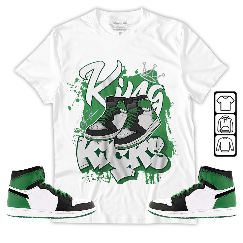 King Kicks 90s Sneaker Shirt Match Lucky Green 1s, Jordan 1 Lucky Green MKO T-Shirt King Kicks 90s Sneaker Shirt Match Lucky Green 1s, Jordan 1 Lucky Green MKO T-Shirt