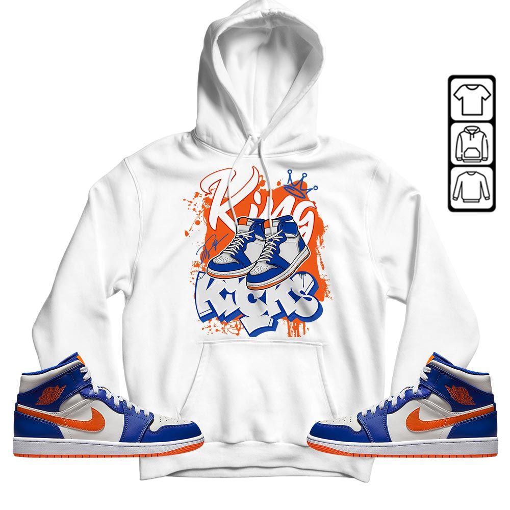 King Kicks 90s Sneaker Shirt Match Mid Knicks 1s, Jordan 1 Mid Knicks MKO T-Shirt