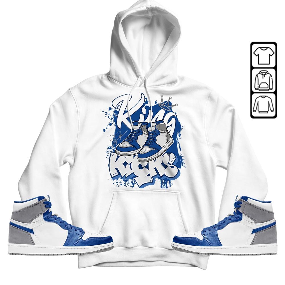 King Kicks 90s Sneaker Shirt Match True Blue 1s, Jordan 1 High OG True Blue MKO T-Shirt